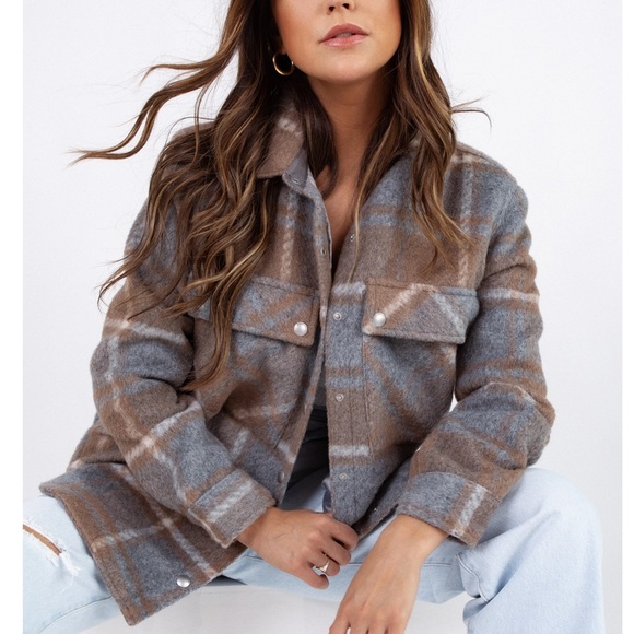 BlankNYC Plaid Shirt Mountain High Jacket Large EUC - Picture 1 of 12